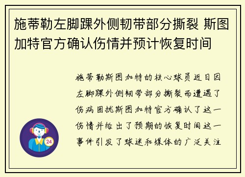 施蒂勒左脚踝外侧韧带部分撕裂 斯图加特官方确认伤情并预计恢复时间
